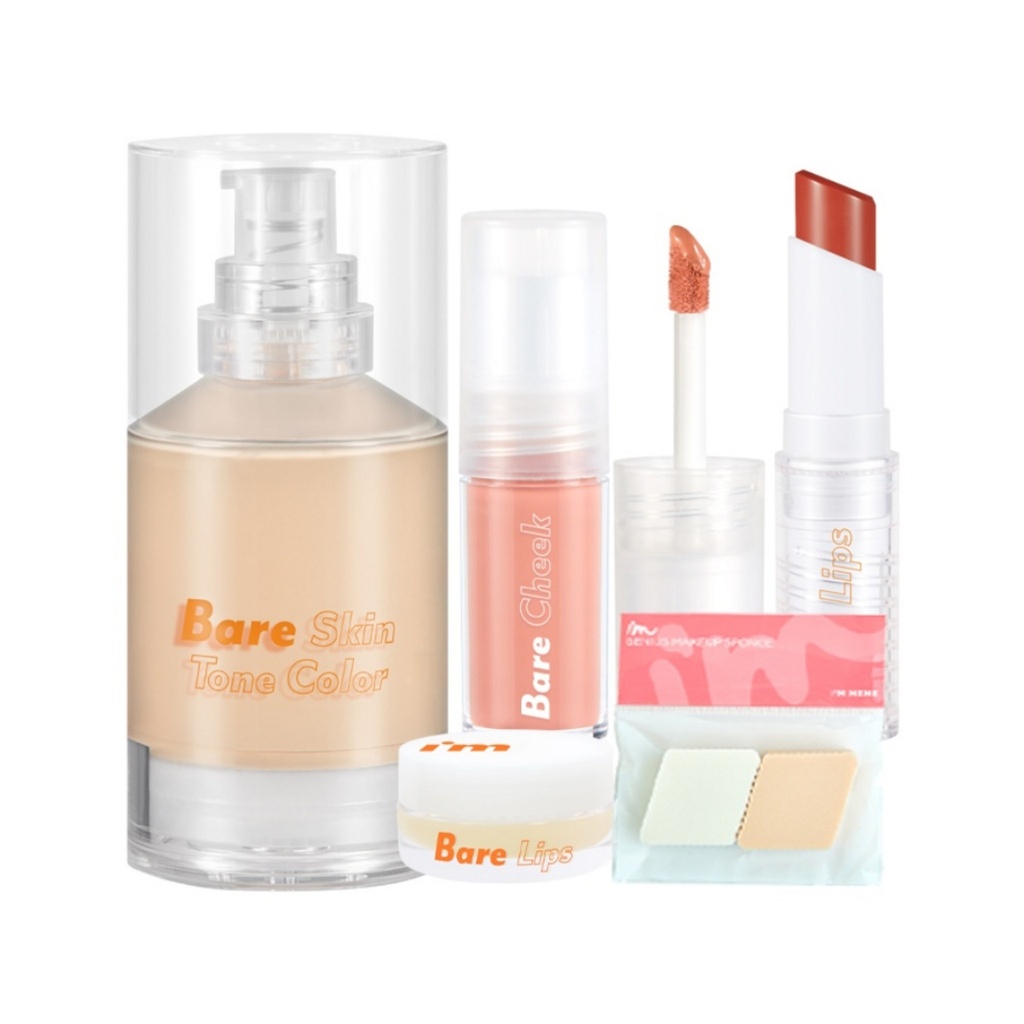 I'M MEME Kuanku Bareline Makeup Warm Tone 4pcs Set + Sponge 2p