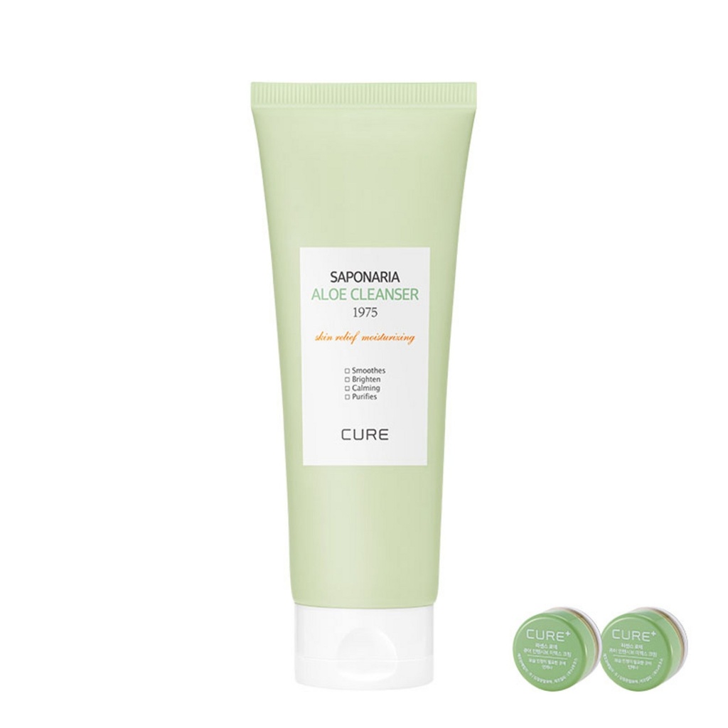 Kim Jeong-moon Aloe Cure Saponaria Aloe Cleanser 1975 150g + Mini 2X Cream 3.5g x 2p Set