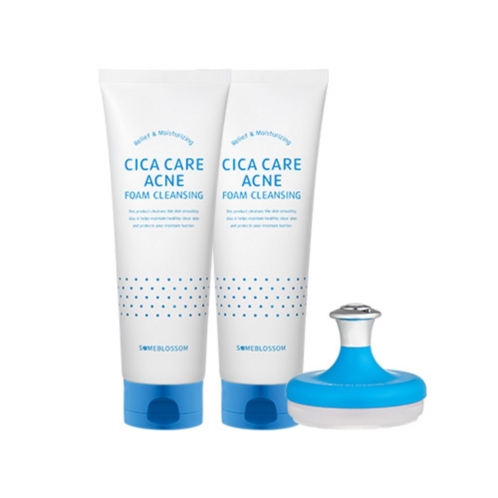 Some Blossom Cica Care Acne Foam Cleansing 250ml x 2p + Brush Set