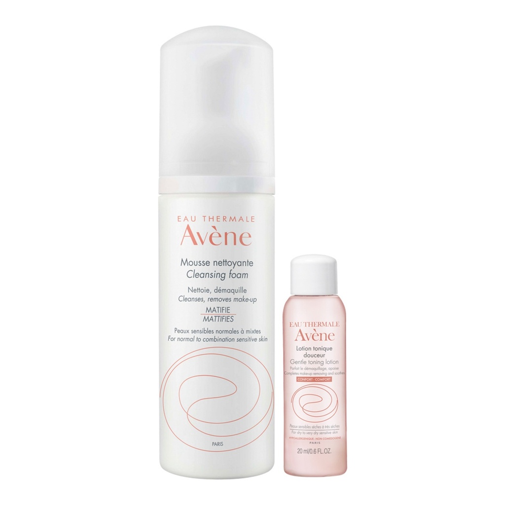 Avene Weak Acid Gentle Cleansing Mousse Foam 150ml + Gentle Toning Lotion 20ml