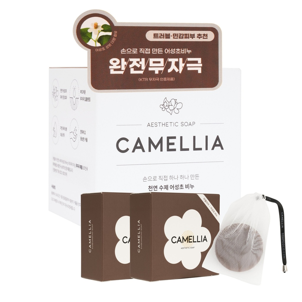 Camellia Eoseongcho Soap 100g 2EA + Bubble Net Set