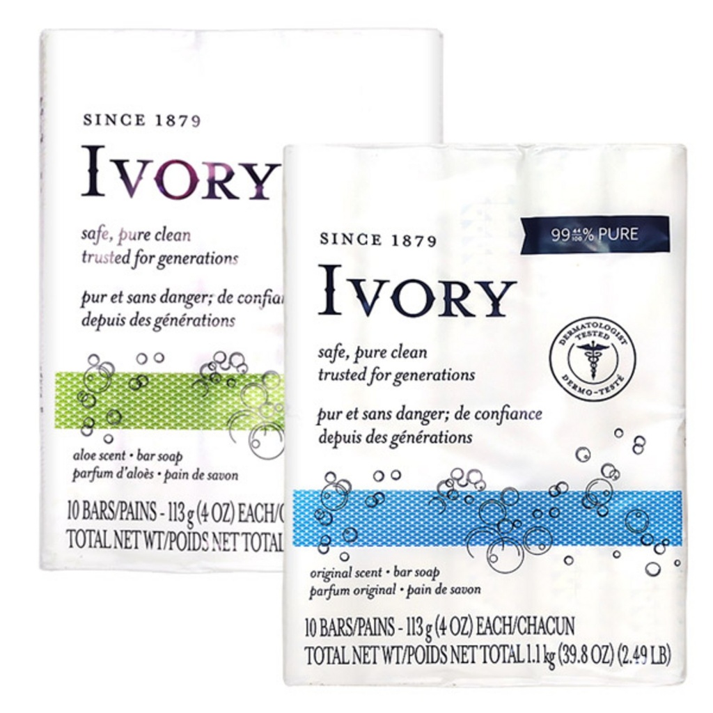 Ivory Clean Face Soap Original 113g x 10p + Aloe 113g x 10p