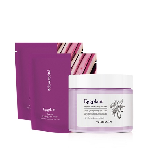 [SKU_2FR9J4C_3IXKZV1] Papa recipe eggplant clearing peeling pad toner 70 sheets + refill 35 sheets 2p set