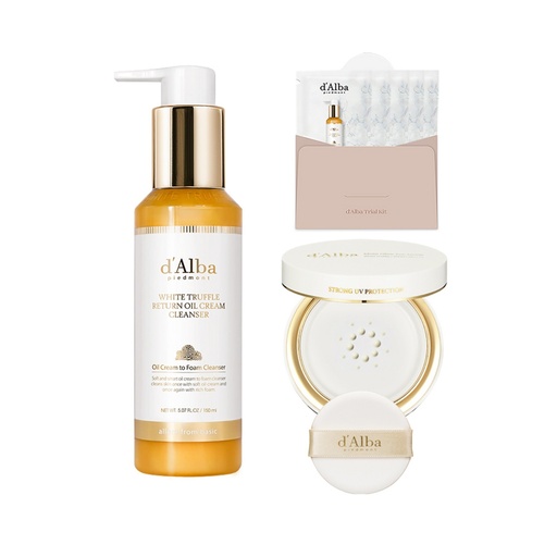 [SKU_2YYVFVC_6HAISEA] Dalba Moist Glow Sun Serum Pact Type SPF50+ PA++++ 13ml + White Truffle Return Oil Cream Cleanser 150ml + Serum Cleanser 3ml x 5p Set