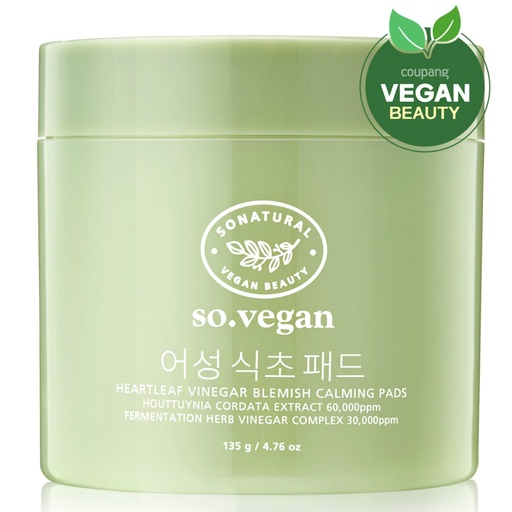 [SKU_2Y0G8WP_6BATA20] So Natural So Heart Leaf Vinegar Blemish Calming Pad 135g