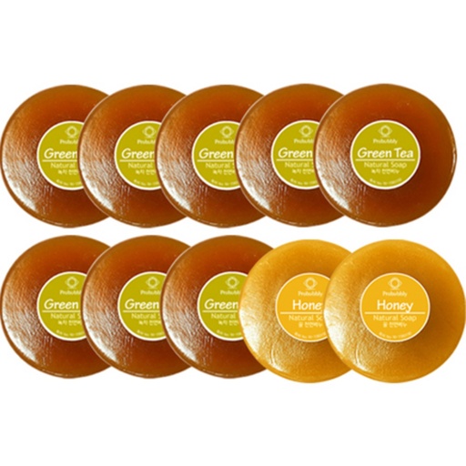 [SKU_37WUUGG_7WPSMUJ] Probubbly Green Tea Soap 110g x 8p + Honey Soap 110g x 2p Set