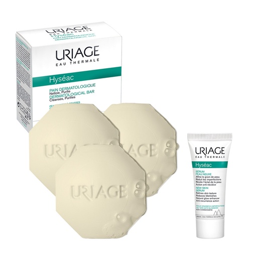 [SKU_32V3TKN_74XRA1V] Uriage Ijeak Weak Acid Cleansing Bar 100g x 3p + New Skin Serum 5ml Set