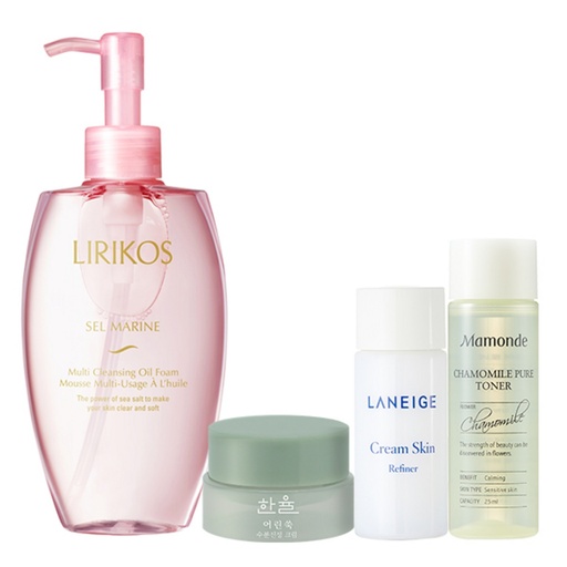 [SKU_YLZ90H_1MSJQD2] Lirikos Cell Marine Multi Cleansing Oil Foam 180ml + 3 types of Amorepacific free gifts