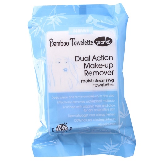 [SKU_1F6UM_73U60] Bamboo Towel Works Dual Action Makeup Remover Moist Cleansing Towelette 20 x 15cm