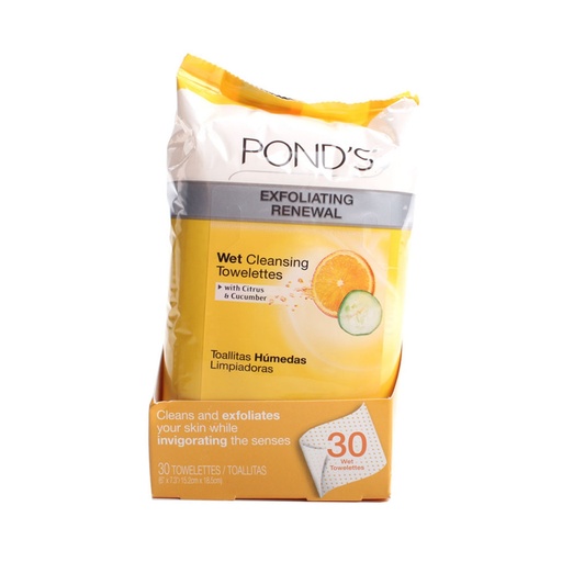 [SKU_1ZJ7M_5BS69] Pond's Exfoliating Renewal Wet Cleansing Towelette Citrus & Cucumber 15.2 x 18.5cm