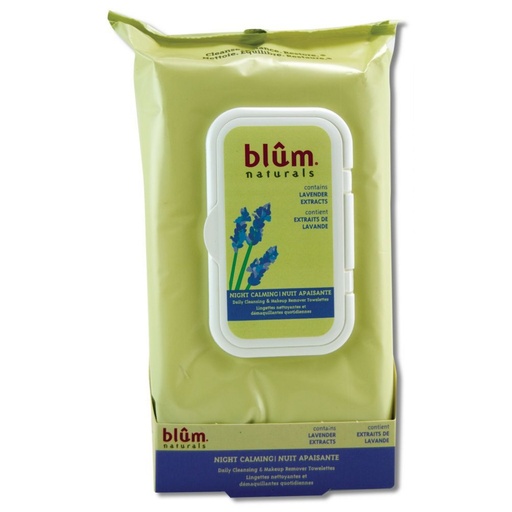 [SKU_UYLSR_31IIW0] Blum Naturals Night Calming Daily Cleansing & Makeup Remover Towelette Lavender Extract