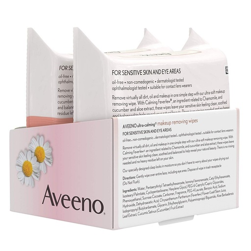 [SKU_1G7TS5_4JQM2R] Aveeno Makeup Removing Wipes Twin Pack 19 x 18.5cm