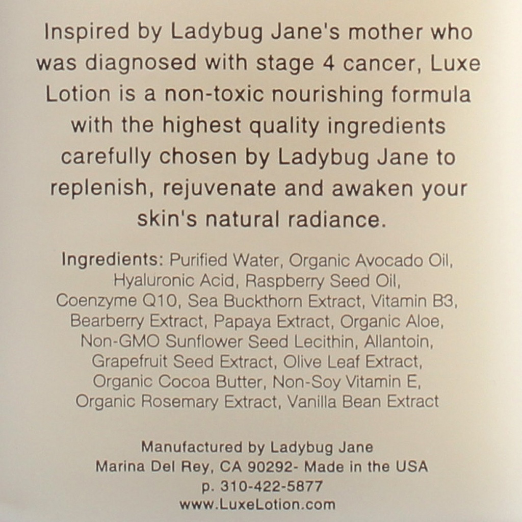 Ladybug Jane Luxe Lotion Face & Neck & Hands Vanilla