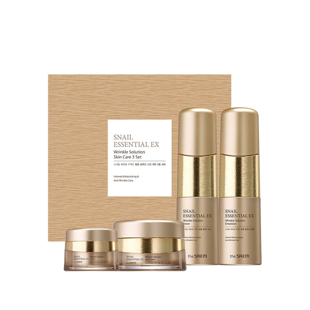 The Saem Snail Essential EX Wrinkle Solution Skin Care Set + Eye Cream