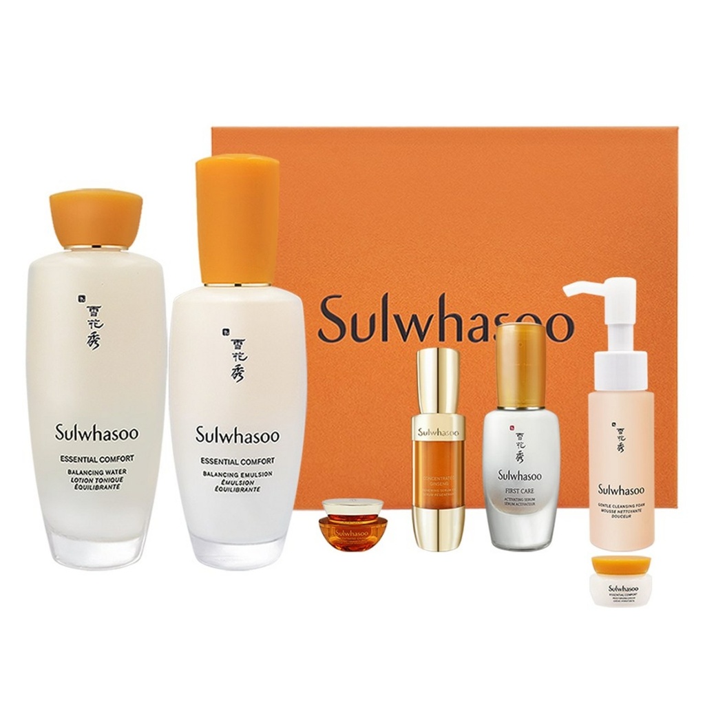 NEW Sulwhasoo Consonant Set of 2 (Concentrated Ginseng Renewing Serum 8ml Concentrated Ginseng Renewing Cream Classic 5ml Gentle Cleansing Foam 50ml Moisturizing Cream 5ml)