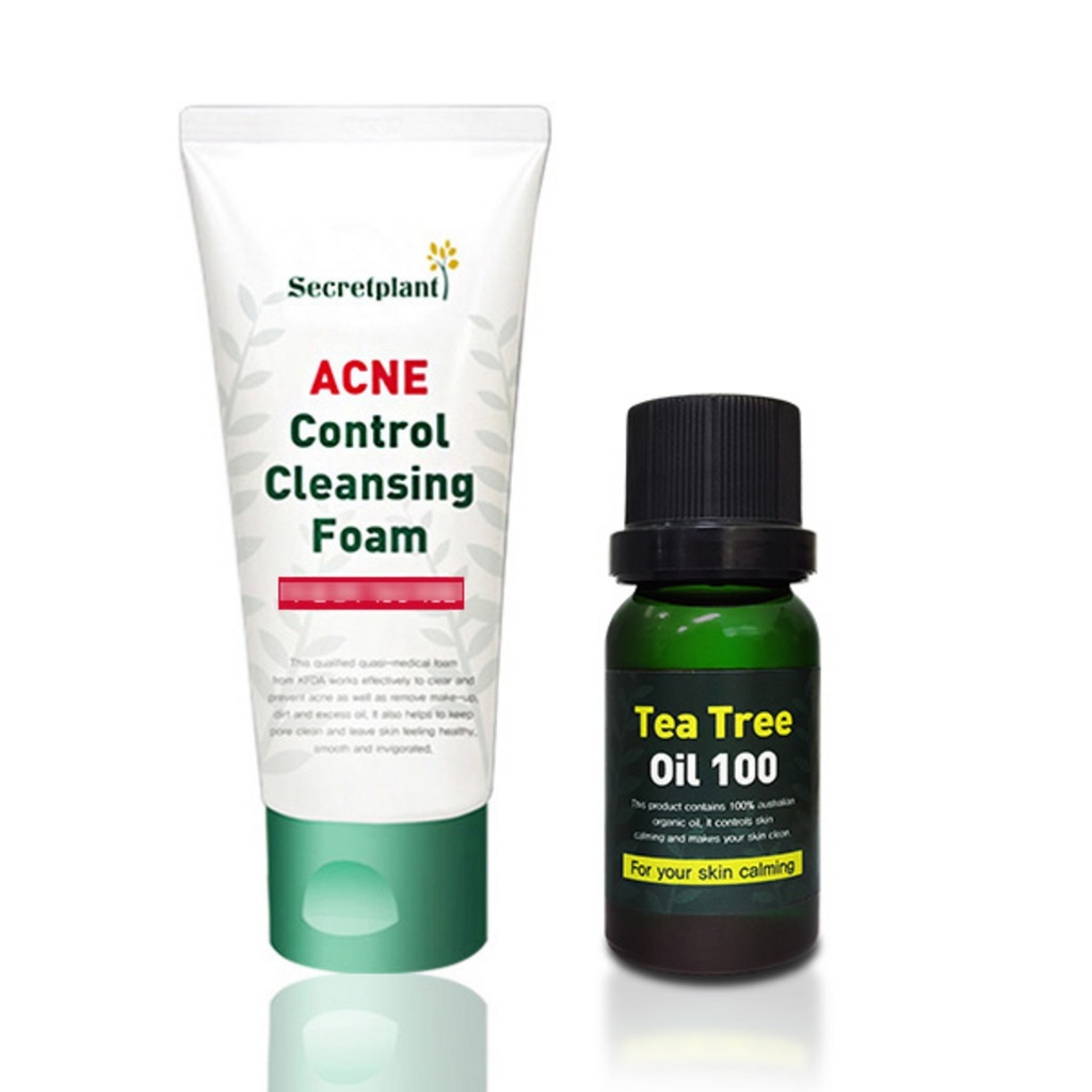 Secret Plant Acne Control Cleansing Foam 120ml + Tea Tree Oil 100 10ml Set