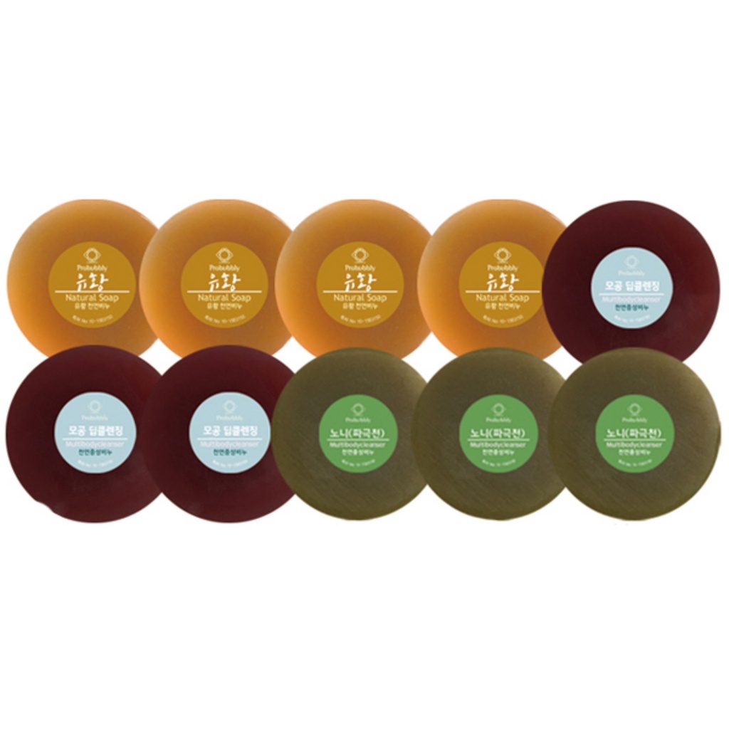 Probubbly Premium Neutral Soap 10p Set 1100g Sulfur 4p + Noni 3p + Deep Cleansing 3p