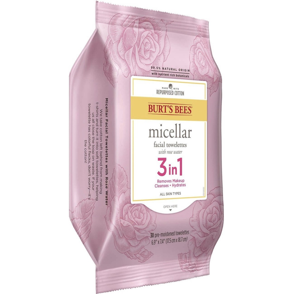 Burt's Bees Micellar Facial Wipes Rose Water