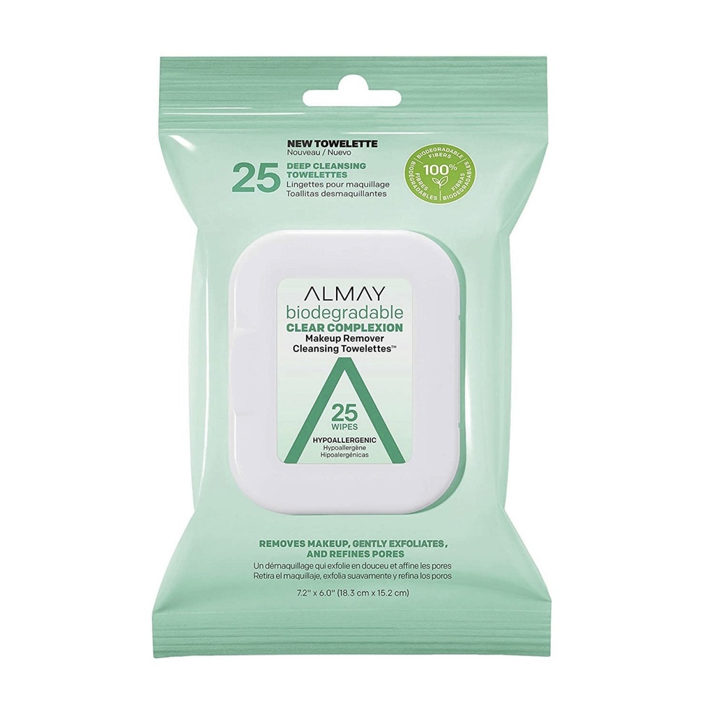 Almay Biodegradable Double Clear Complexion Makeup Remover Cleansing Wipes