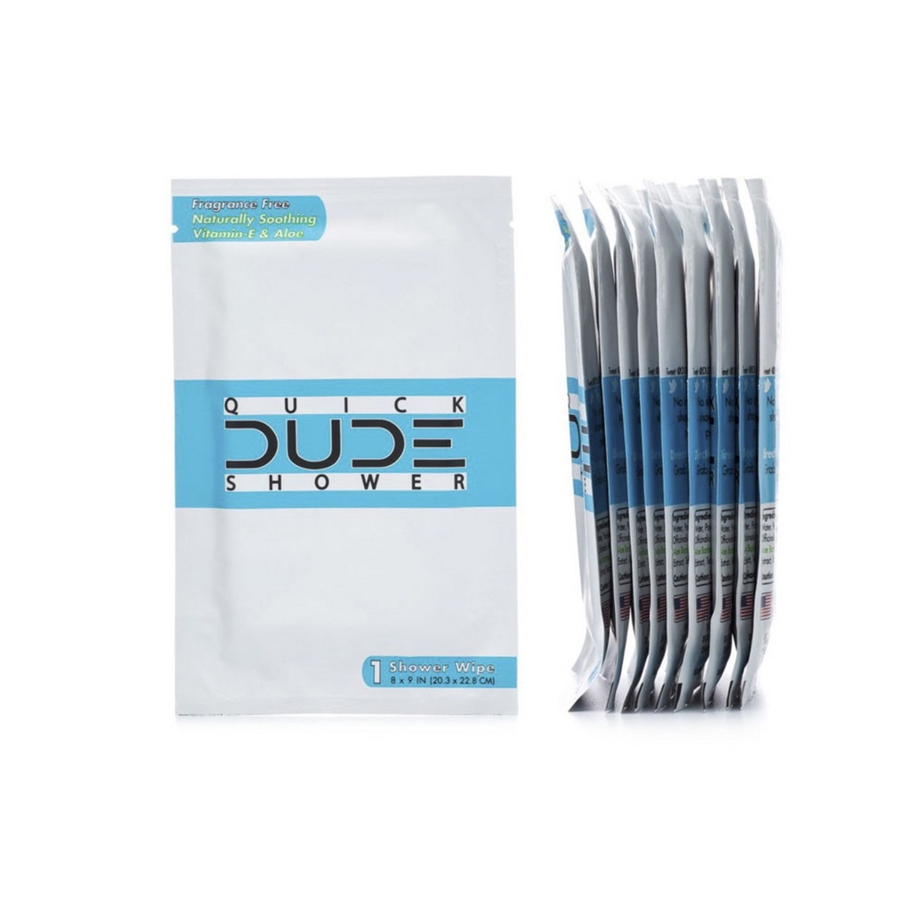 Dude Products Quick Shower Body Wipes Fragrance Free 20.3 x 22.8cm