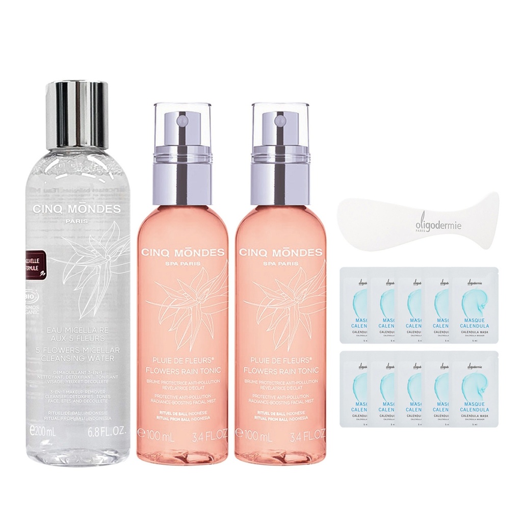 Shank Monde Perfect Cleansing Flower Micellar Cleansing Water 200ml + Flower Rain Tonic 100ml 2EA + Oligo Pile Sachet 5ml 10ea (Random) + Spatula 1ea