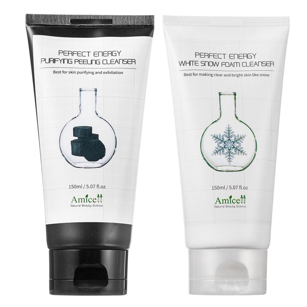 Amicell Perfect Energy Purifying Peeling Cleanser 150ml + White Snow Foam Cleanser 150ml Set of 2