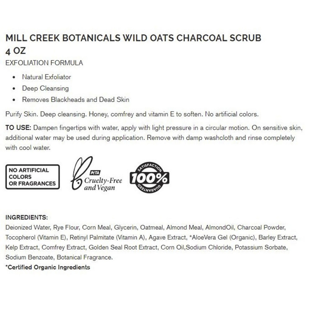 Mill Creek Botanicals Wild Oat Charcoal Scrub