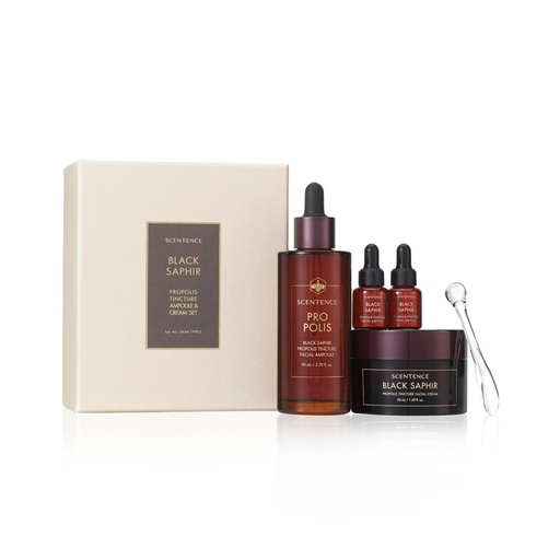 [SKU_29D5FNC_2YLAGYL] Sentence Black Sapphire Propolis Tincture Ampoule 80ml + 5ml x 2p + Cream 50ml + Spatula Set