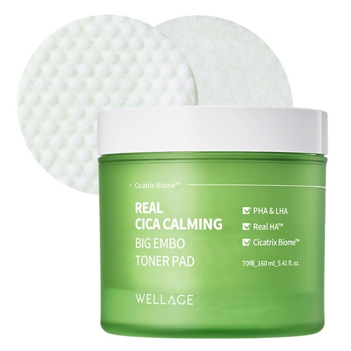 [SKU_303J6UH_6OE975J] Wellage Real Cica Calming Big Embo Toner Pad 160ml