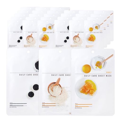 [SKU_33JXNI_8UTDWD] Eunyul Daily Care Sheet Mask Pack Moisturizing Black Bean 22ml x 10p + Rice 22ml x 10p + Honey 22ml x 10p