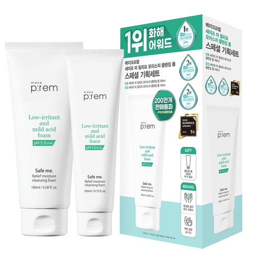 [SKU_306HW33_6OVRI36] Makeprem Safe Me Relief Moisture Cleansing Foam 180ml + 140ml Special Set