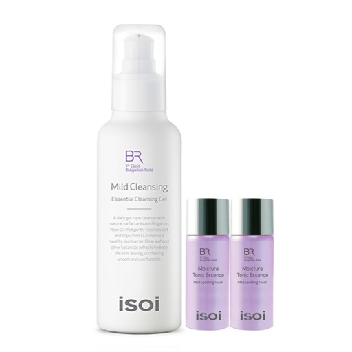 [SKU_30NG004_6RTPVOH] ISOI Bulgarian Rose Mild Cleansing Gel 130ml + Moisture Tonic Essence 8ml x 2p