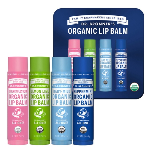 [SKU_K8TL5H_10N692Z] Dr. Bronner's Organic Lip Balm Pepper 4 Set