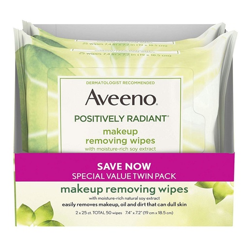 [SKU_50U9PY_FSWSCD] Aveeno Positively Radiant Makeup Removing Wipe 19 x 18.5cm