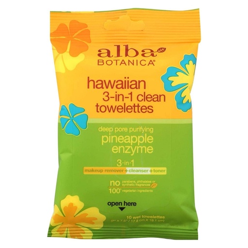 [SKU_7MYR_IWNT] Alba Botanica Hawaiian 3-in-1 Towelette Deep Pore Purifying Pineapple Enzyme
