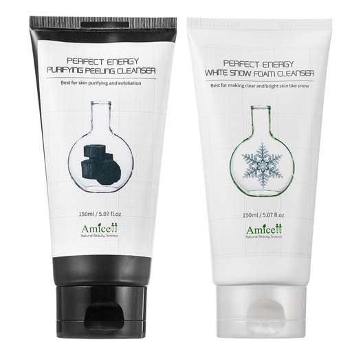 [SKU_2WDFW6_8AATDO] Amicell Perfect Energy Purifying Peeling Cleanser 150ml + White Snow Foam Cleanser 150ml Set of 2