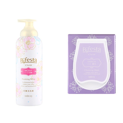 [SKU_1LNCOF_4XCUBL] Bifesta Cleansing Mousse Foam Moist + Cleansing Sheet Coenzyme Q10